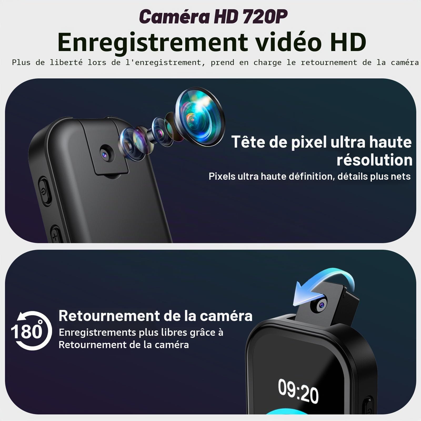 64Go Lecteur MP3 Bluetooth avec Appareil Photo Rabattable 180°, Mini Lecteur Musique HD, Haut-Parleur FM, Radio FM, Album Photo,Son Hi-FI, Liseuse e-Book, Sport Podomètre (Noir1)