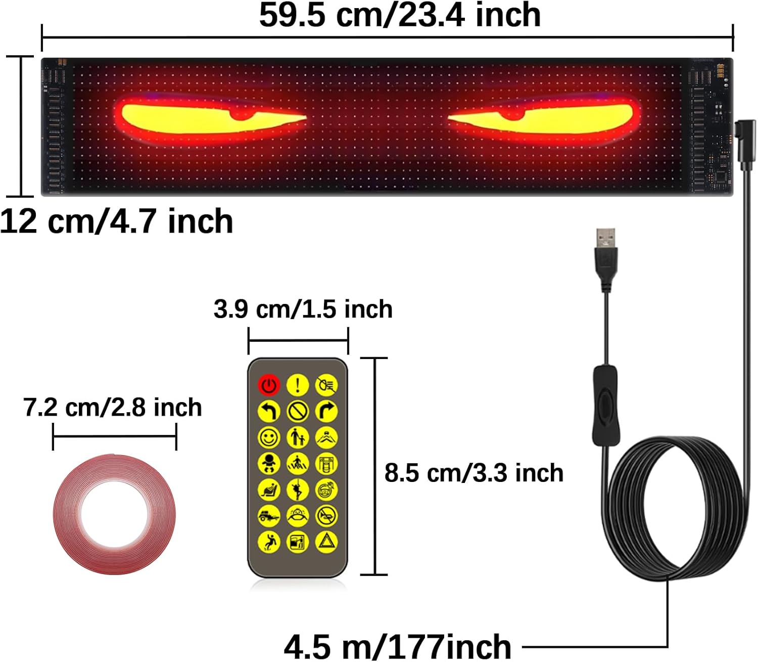 Fenikso 2PCS Devil Eyes Light For Cars,Colorful Eye Lamp Soft Screen for Car Windows,Large Programmable Flexible LED Screen,DIY Dynamic LED Big Eye Lights for Windshield with APP Control(23.4X4.7inch)
