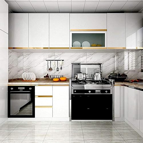 Miniatura 3 de TANONE Papel tapiz blanco de 15.6 x 393 pulgadas, papel de contacto para encimera, color blanco, brillante, autoadhesivo, extraíble, impermeable,