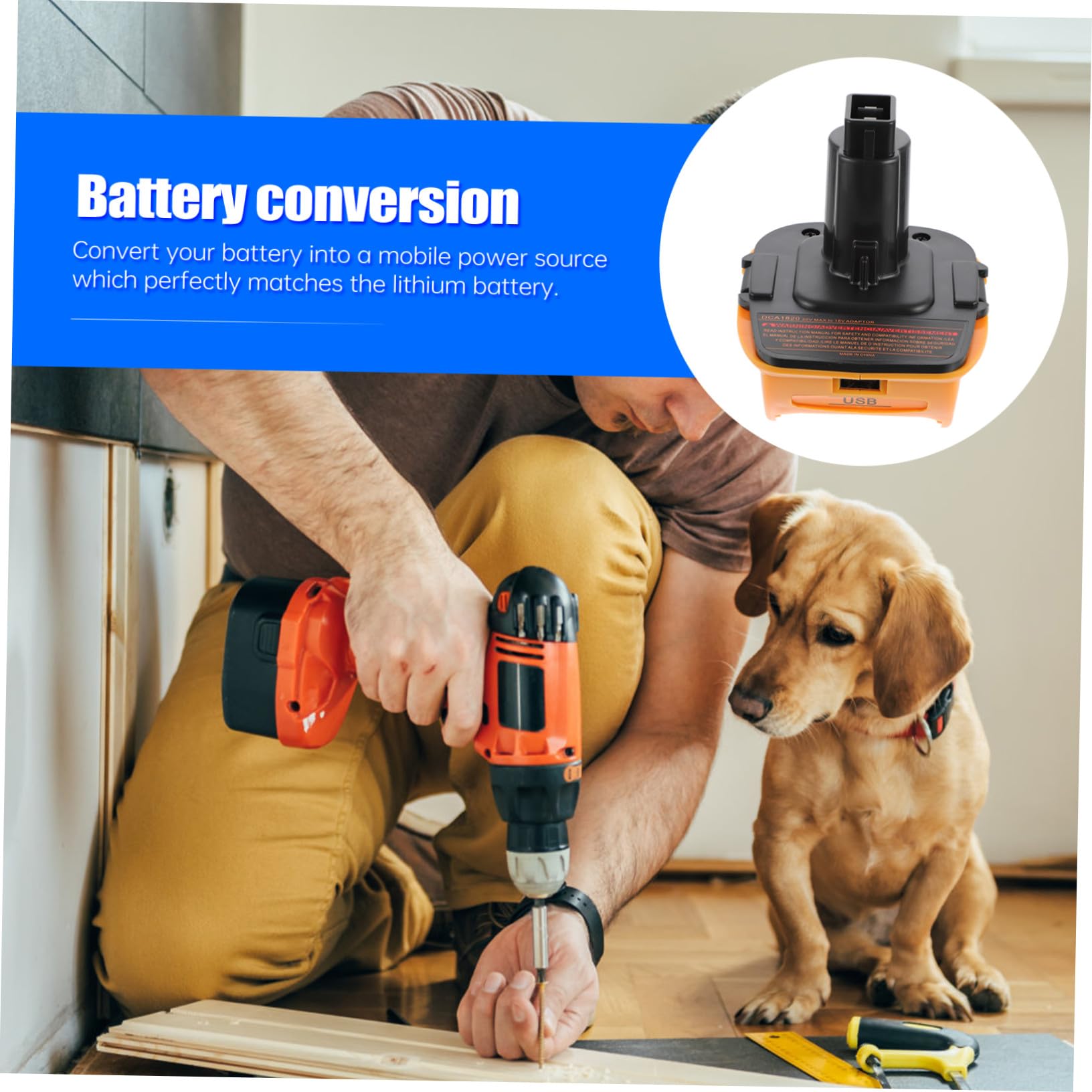 jojofuny Convertidor de Batería Recargable 2 Juegos Adaptador de 18v/20v Abs para Herramientas Eléctricas