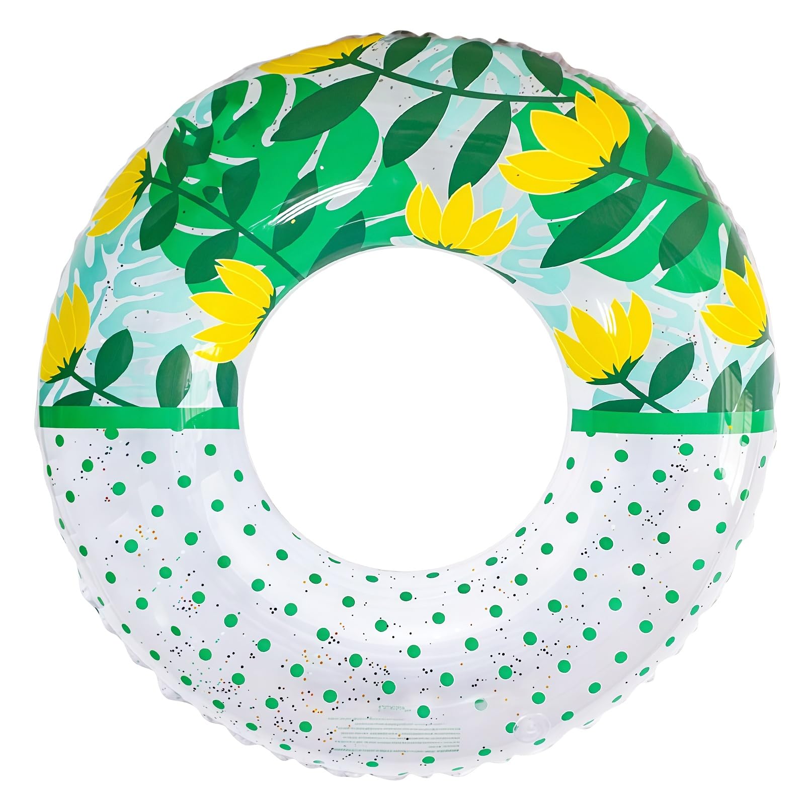 Tropical Flower Inflatable Swimming Ring for Kids, 70cm PVC Pool Float Rubber Ring, Floral Leaf Pool Tube Floaties Swimming Pool Toy for Beach Summer Water Party