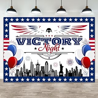 Victory Night Banner Backdrop for 2024 US Election Party Victory Speech Photo Booth Studio Supplies 7x5ft – Perfect for Celebrating Election Results and Speeches