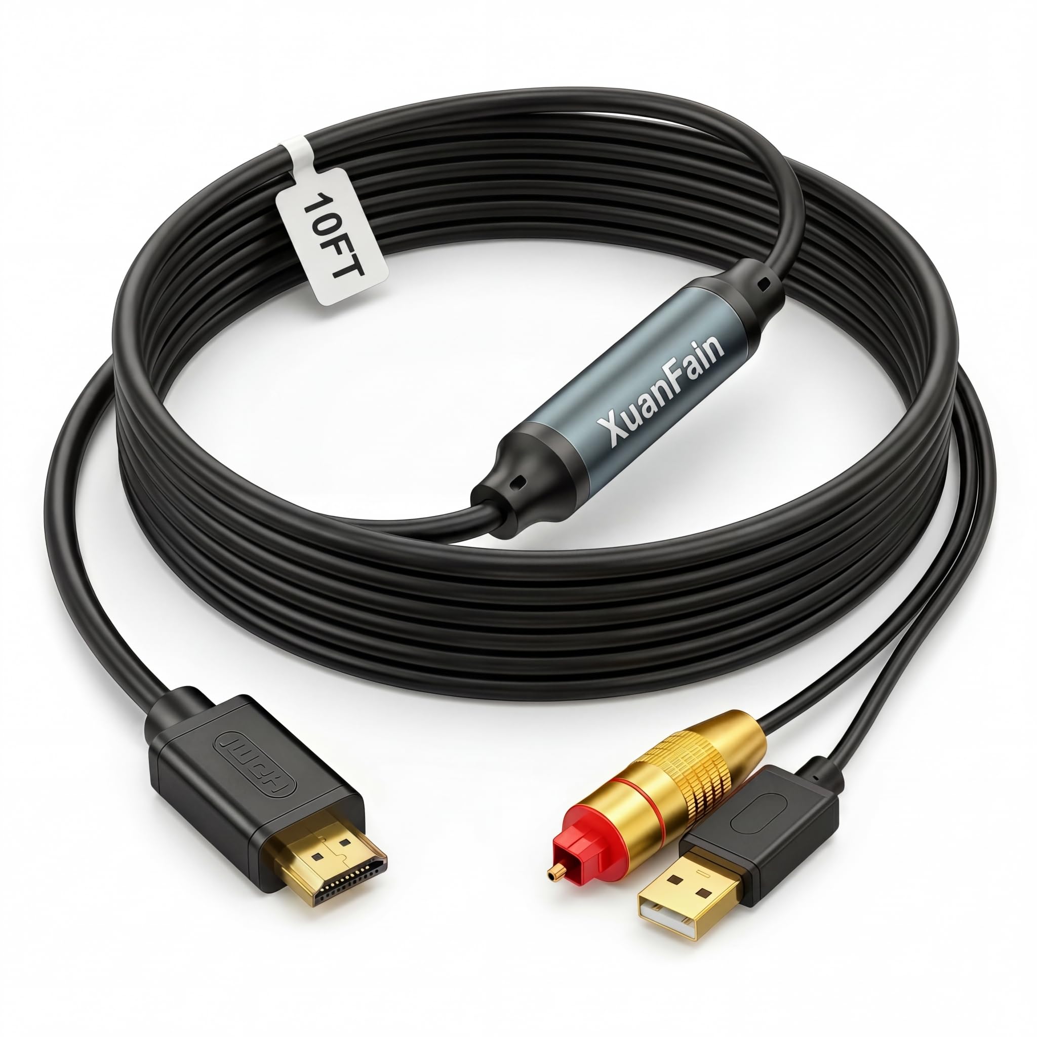 Photo 1 of 192KHz HDMI ARC to Optical Audio Converter, 10FT ARC to Toslink SPDIF Audio Extractor Adapter Cable for TV to Soundbar, PCM/LPCM 2.0