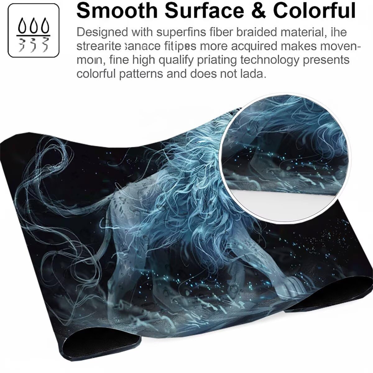 Tappetino per Mouse Gaming XXL 1200x600x3mm – Ufficio Mousepad Grande – Migliora la Velocità e la Precisione Tenuta Stabile Sottomano per Ufficio e Casa Accessori Scrivania – Animale Leone LMDT3514