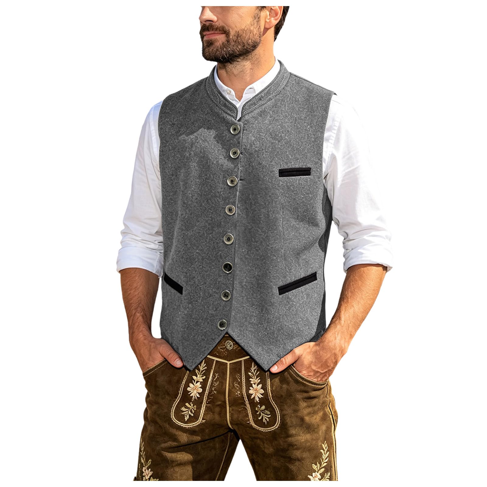 Mens Waistcoat V-Neck Double Breasted Formal Suit Vest