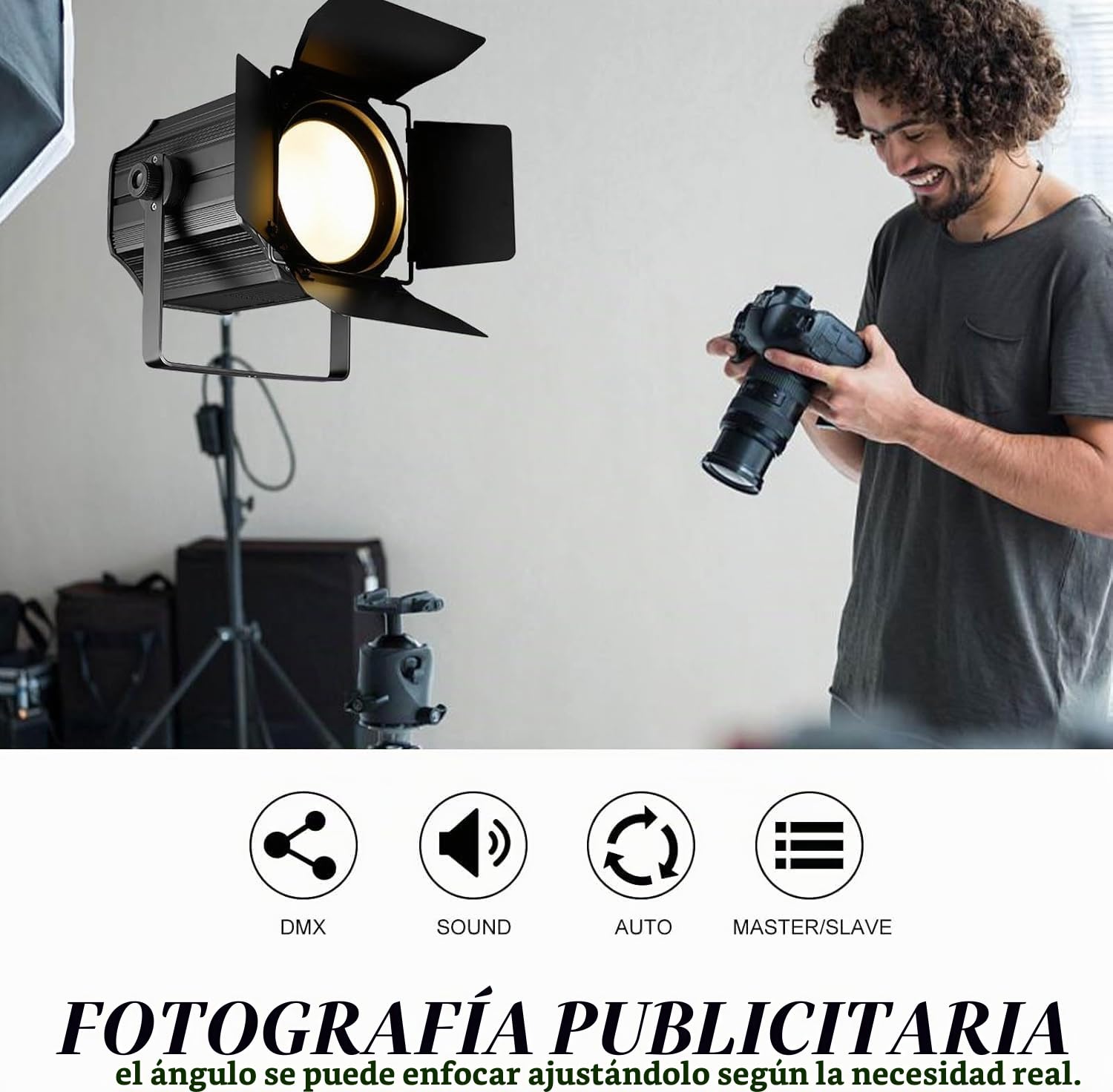 200 W COB Foco LED Par con viseras de granero, 3500-7500 K 2 en 1 iluminación del escenario DMX/Maestro-Esclavo luz de fiesta ideal para DJ, iglesias, conciertos y bodas