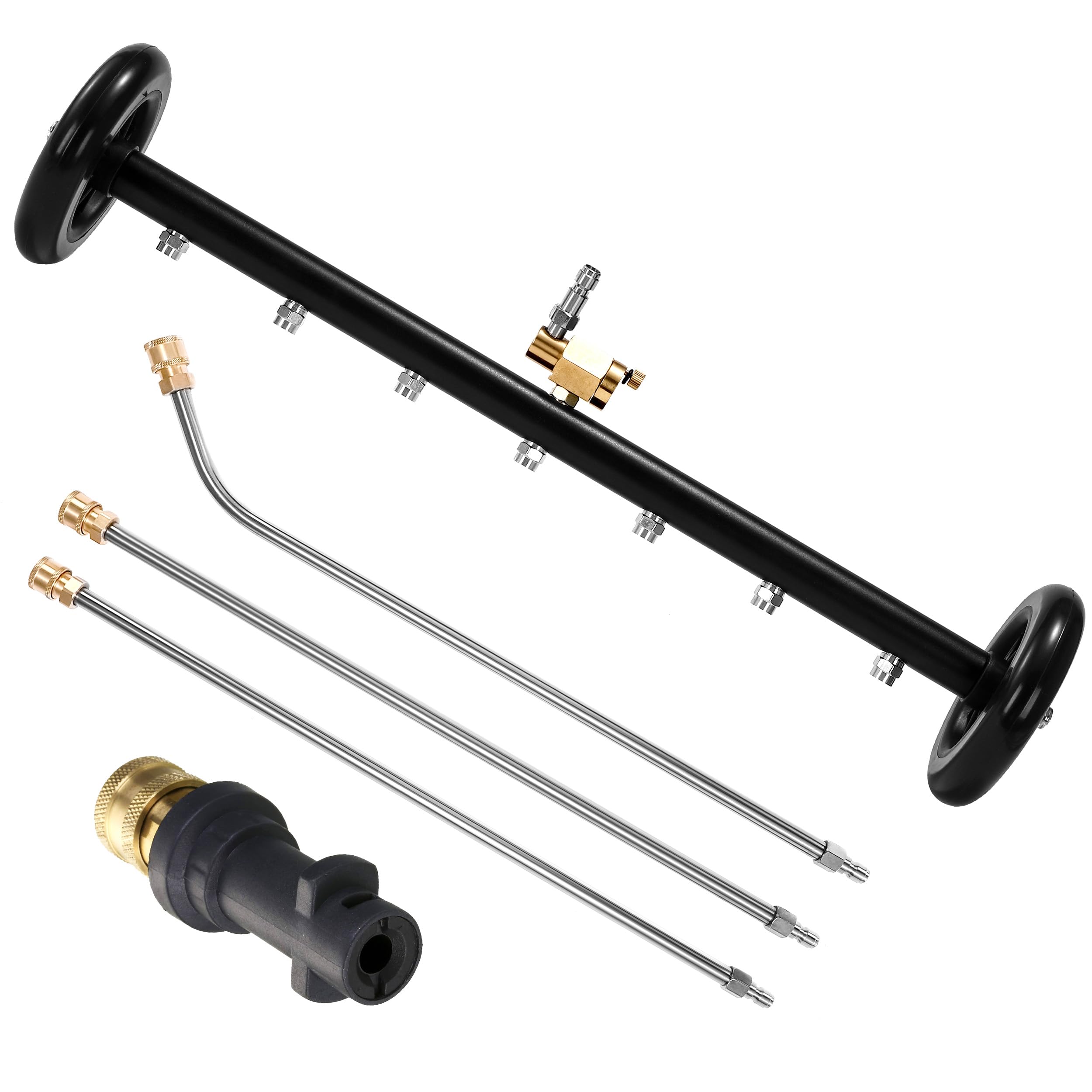 Tool Daily 24 Inch Dual-Function Undercarriage Pressure Washer with Adapter Compatible with Karcher K2 K3 K4 K5 K6 K7, Under Car Washer with 3 Extension Wands, 1/4" Quick Connect, 7 Nozzles, 4000 PSI
