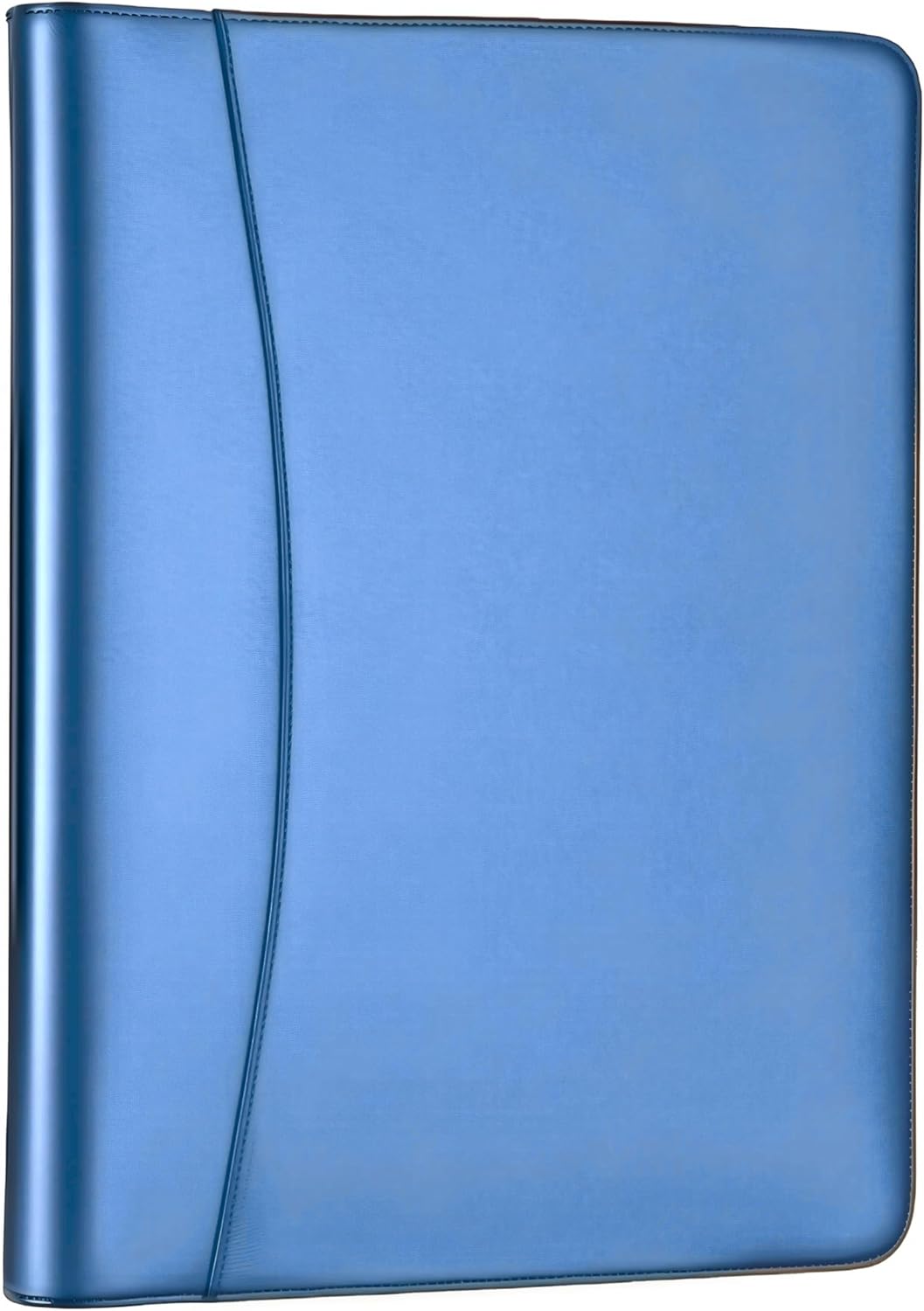 Professional Padfolio with Solar Calculator - Letter Size Writing Portfolio Organizer with Zipper Closure, Multiple Pockets for Tablet, Notepad, Pens & Business Cards, Ideal for Work & School (Blue)