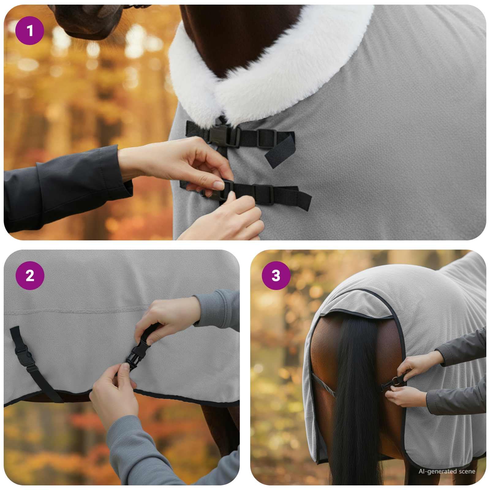Kocyk dla konia, ciemnozielony, 145 cm, polar z regulowanymi klamrami, wiatroszczelny, oddychający, łącznie z paskiem na brzuch i zapięcie na klatkę piersiową, do stajni i pastwiska