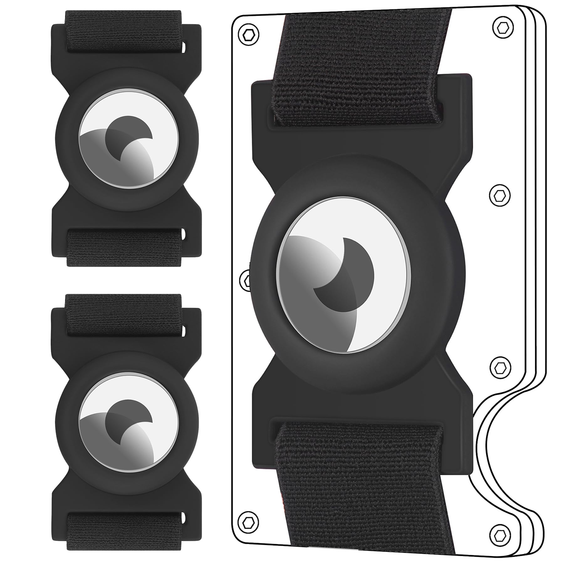 MOSIYEEF Tracking Tag Accessory For Minimalist Metal Wallet Slim Card Holder - Elastic Money Strap With Silicone Tracking Tag Holder - Patent Pending - Tracking Tag NOT Included