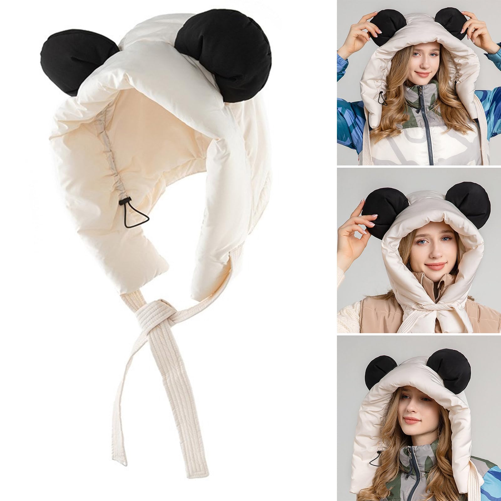 HXNH Panda Ear Padded Hat Autumn Winter Warm Hat Windproof Women Ear Protect Hat Winter Headwear for Women and Girls, PL, M