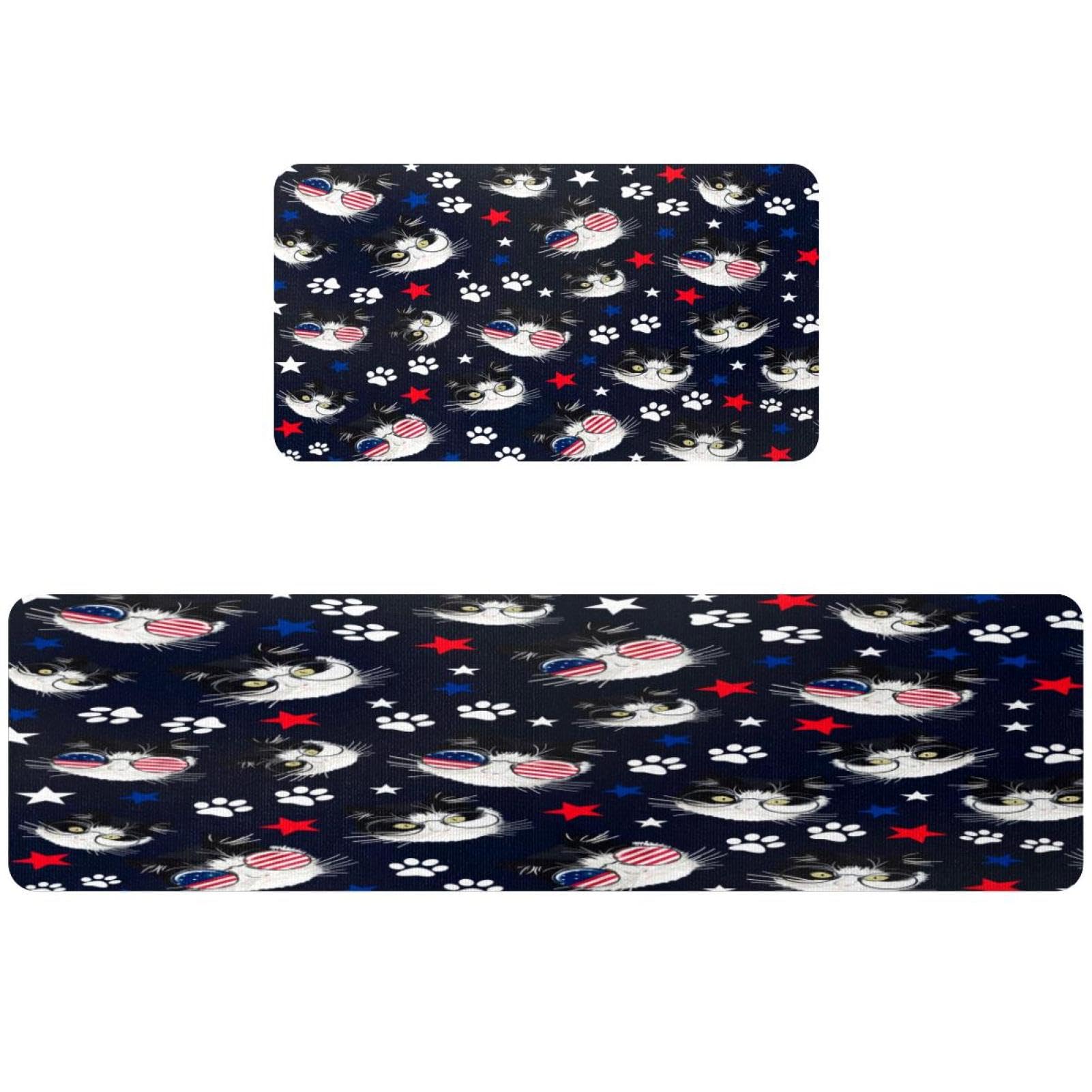 Alfombrillas de cocina VAPOKF con diseño de gatos juego de 2 piezas lavables