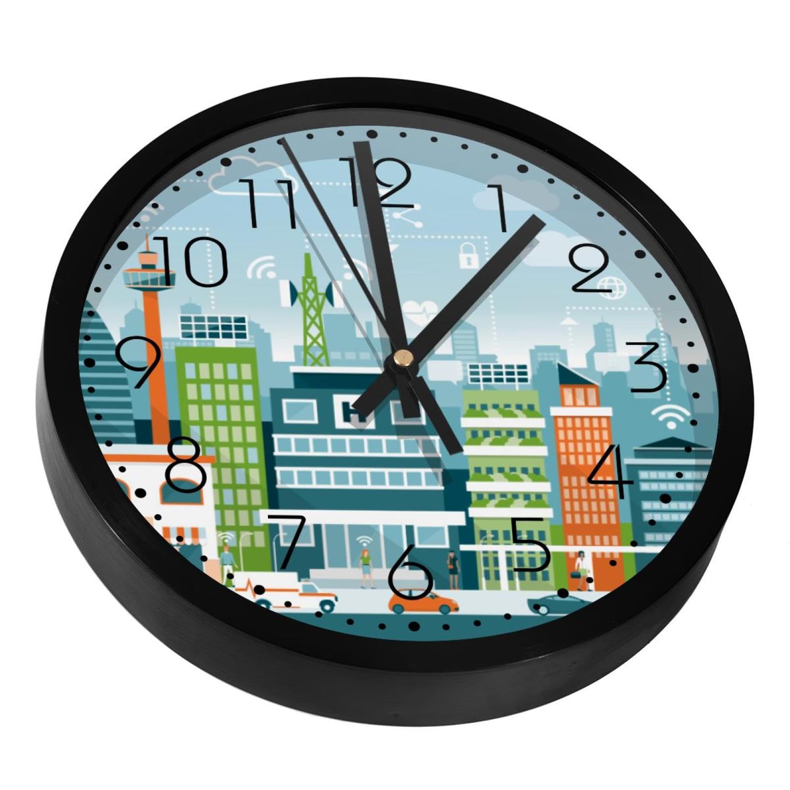 Horloge silencieuse sans tic-tac Smart City décorative pour chambre