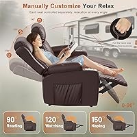 Vista 7 de RV Loveseat Recliner Sofa, Wall Hugger Massage Reclining RV Couch with USB, Insert Pockets, Cup Holders, 150° RV Recliners Sleeper Sofa for RV