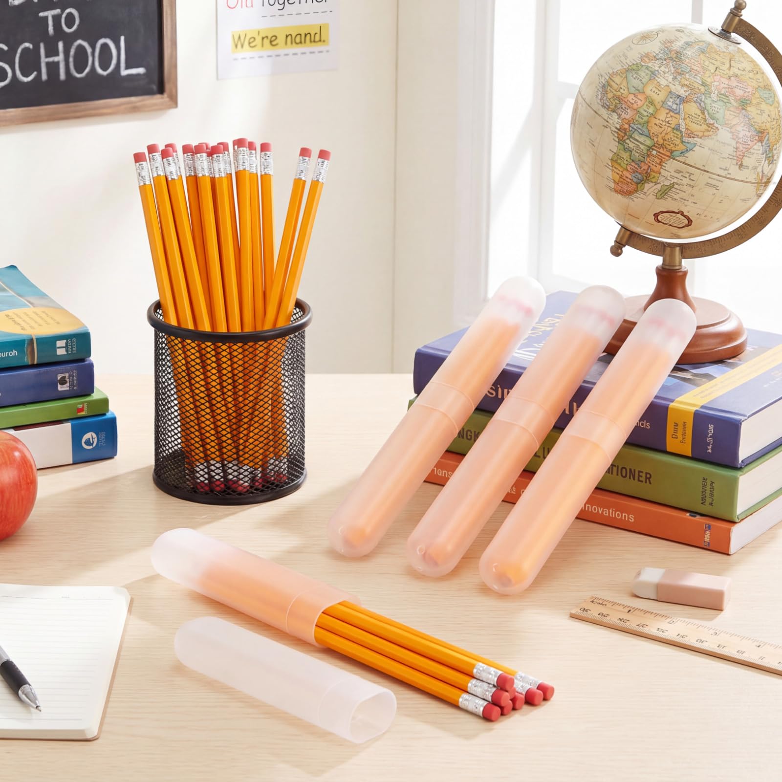 Reise-Zahnbürstenhalter mit Bleistiften, tragbar, Mehrzweck-Zahnpasta-Boxen, Zahnbürstenetui, Aufbewahrung für Klassenzimmer, Zuhause, Schule, Weiß, 24 Sets