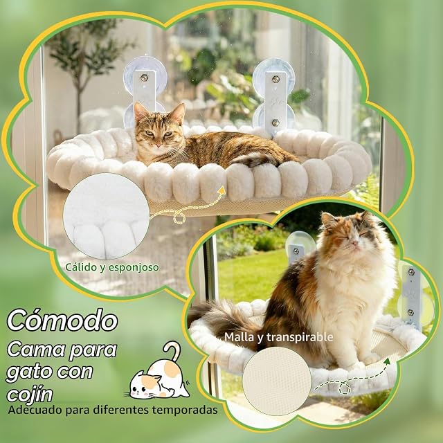 Foto 4 de 7 de Ecofocet 50 x 36cm Hamaca Gato Ventana,Cama Ventana para Gatos,Cat Window Perch Bed,Hamaca para Gatos…