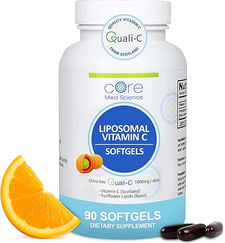 Miniatura 8 de Core Med Science Vitamina C liposomal de 1000 mg, 60 cápsulas  Suplemento de vitamina C liposomal natural sin OMG que promueve una piel sana