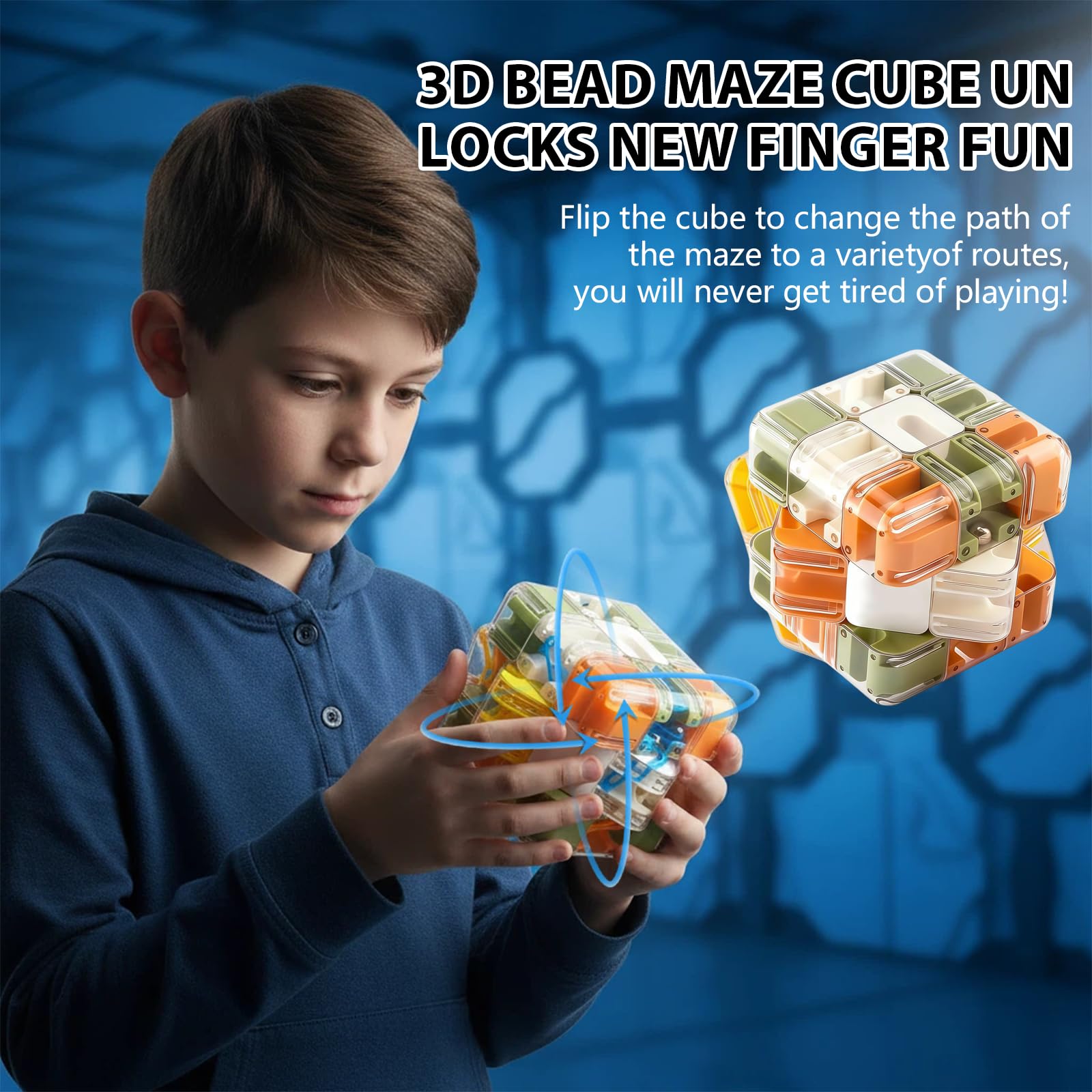 Cubo Labirinto 3d, Puzzle Con Palline Rotolanti, Gioco Di Pensiero Con Palline Labirinto Complesso, Giocattolo Cubo Di Rubik, Giocattolo Didattico Interattivo Per Bambini Adulti (Giallo)