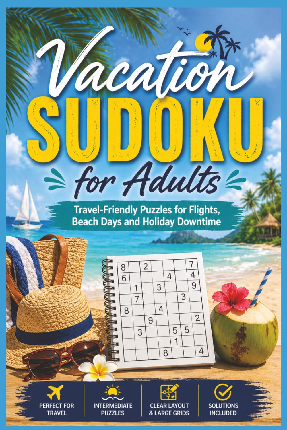 Vacation Sudoku for Adults: Travel Friendly Puzzles for Flights, Beach Days and Holiday Downtime | 6x9 Inches | 150 Pages | 75 Puzzles | Solutions Included