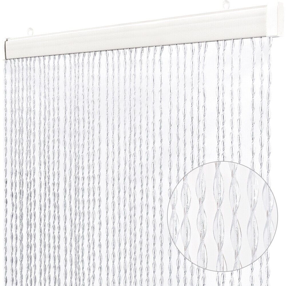EmmeVi Rideau anti-insectes en caoutchouc tressé, PVC, moustiquaire, pour fenêtre, porte, entrée, 100 x 220 cm, transparent