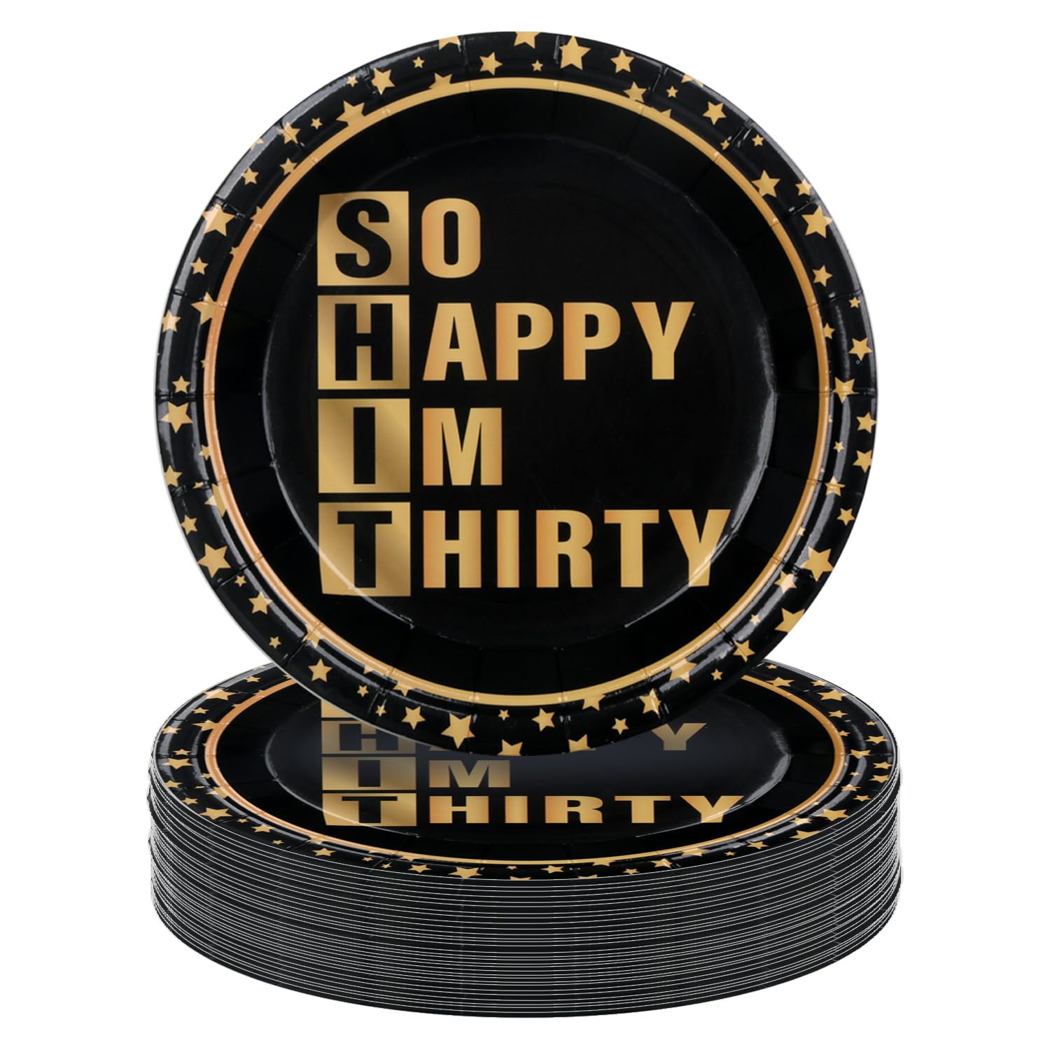 Pandecor 50 Pieces So Happy Im Thirty Disposable Paper Plates,7 inches Cake Dessert Plates for Men and Women's Funny 30 Years Old Birthday Party