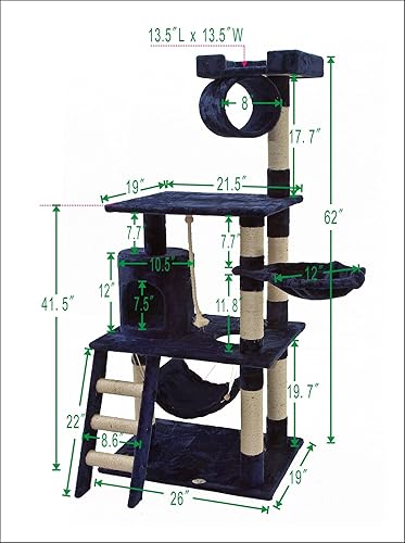 Miniatura 3 de Go Pet Club Muebles de gato para árbol, 62 pulgadas de alto, Azul