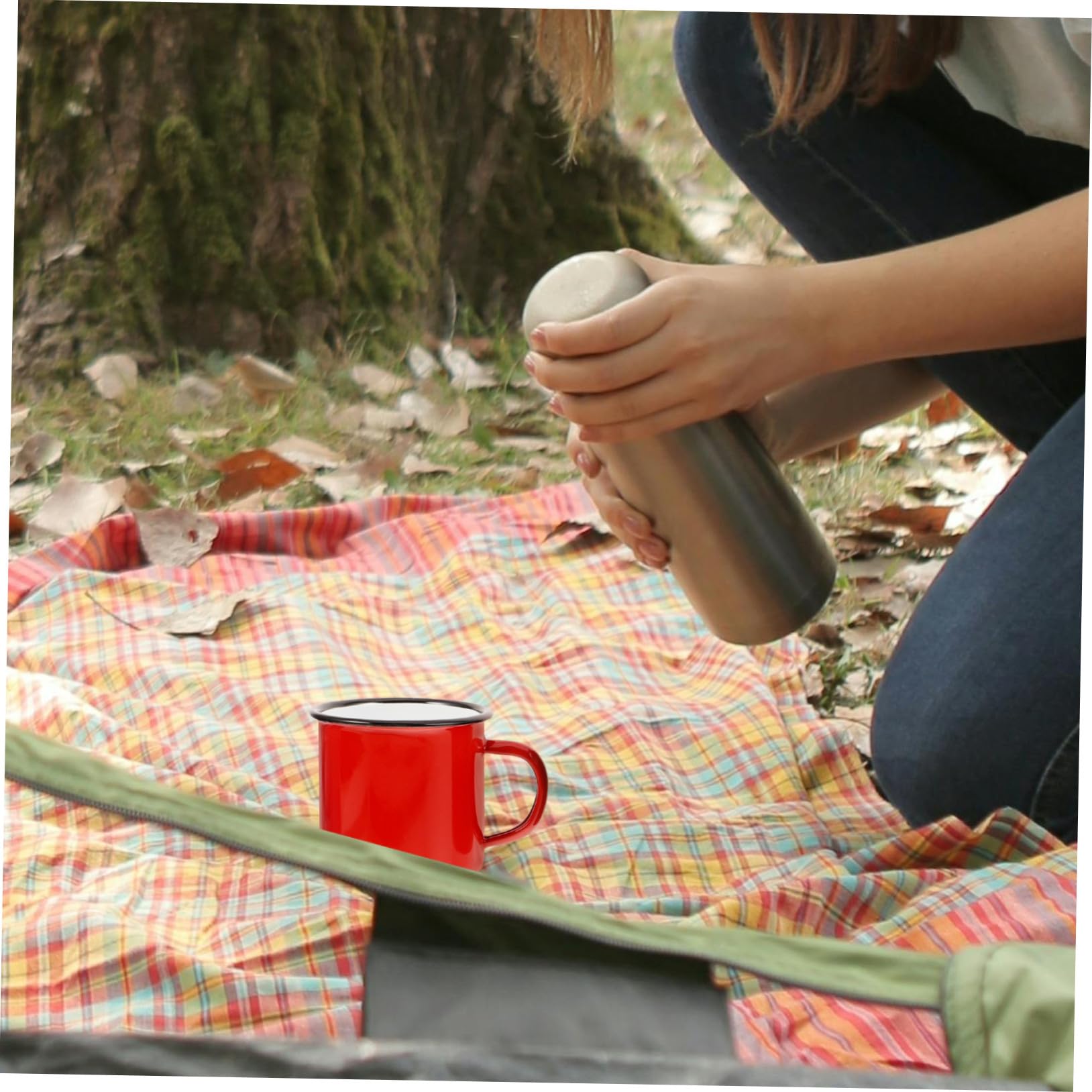Alipis Conjunto de 4 Tazas de Esmalte Vintage de 350ml, Diseño Clásico y Estilo Simple, Práctico y Duradero para Camping y Uso Diario