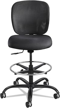 Safco Vue Office Chair, Heavy Duty Stool, 400 lbs Capacity, Ergonomic Mesh Back, 360 Swivel Seat, 5-Star Base, Big and Tall, Black