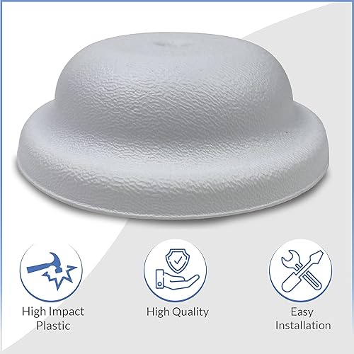 Miniatura 3 de El diseño de campana de placa de limpieza incluye un tornillo #14, tamaño redondo de 5.25 pulgadas, color blanco construido con plástico reciclado