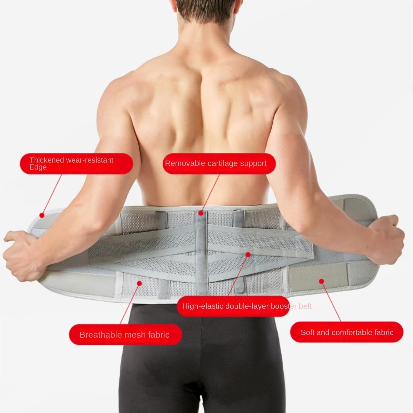 Fascia Lombare Cintura di Supporto Lombare Unisex con tutore for la Schiena Traspirante con correttore di Postura Fascia Schiena Lombare(M)