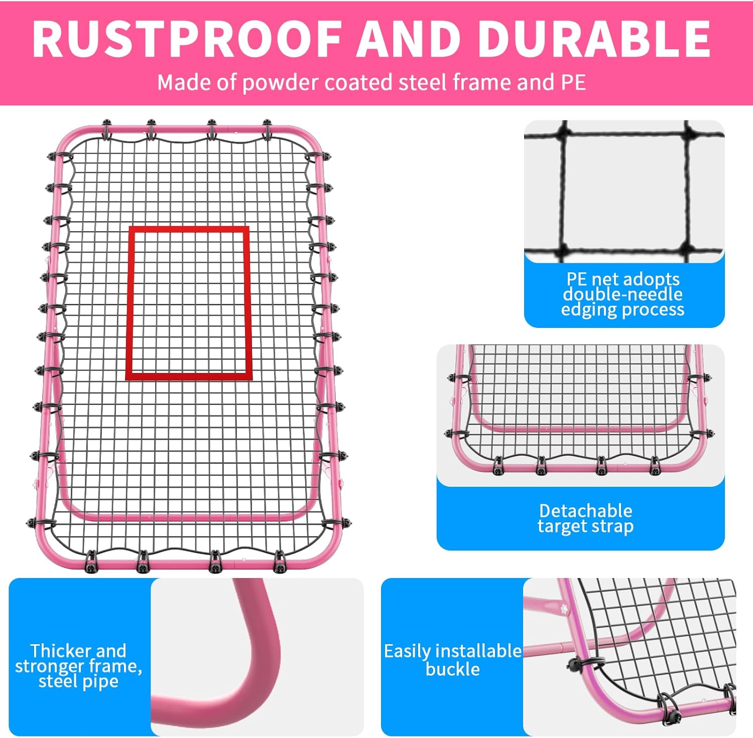 Adjustable Volleyball Rebounder Net 7x4 FT - Ultimate Training Equipment for Volleyball & Lacrosse Enhanced Bouncing System for Volleying, Bumping, and Spiking Drills