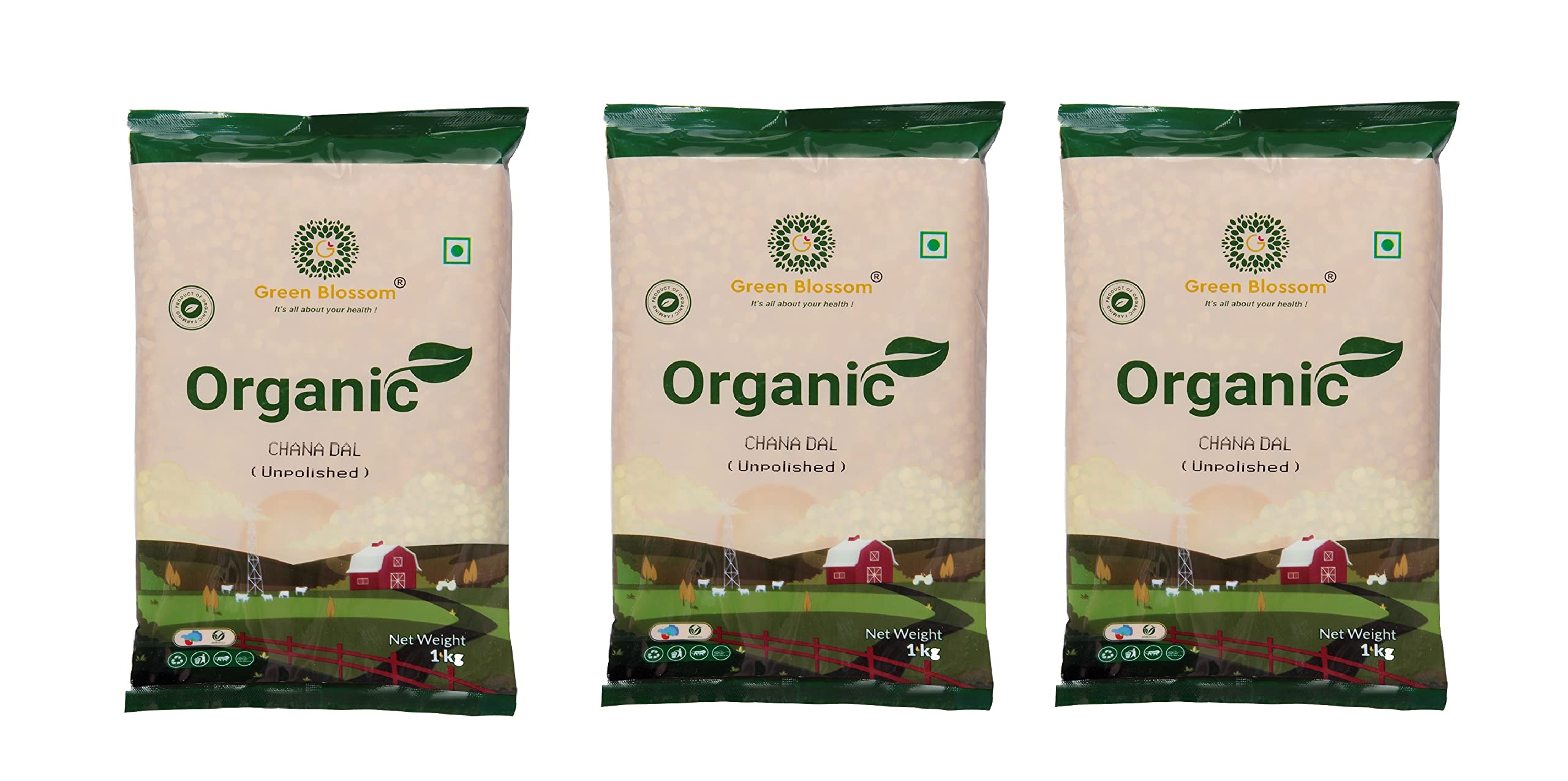 Green Blossom Organic Bajra Pearl Millet Whole and Organic Chana Dal - 3 Kg | Combo of 2 | Style 175 1