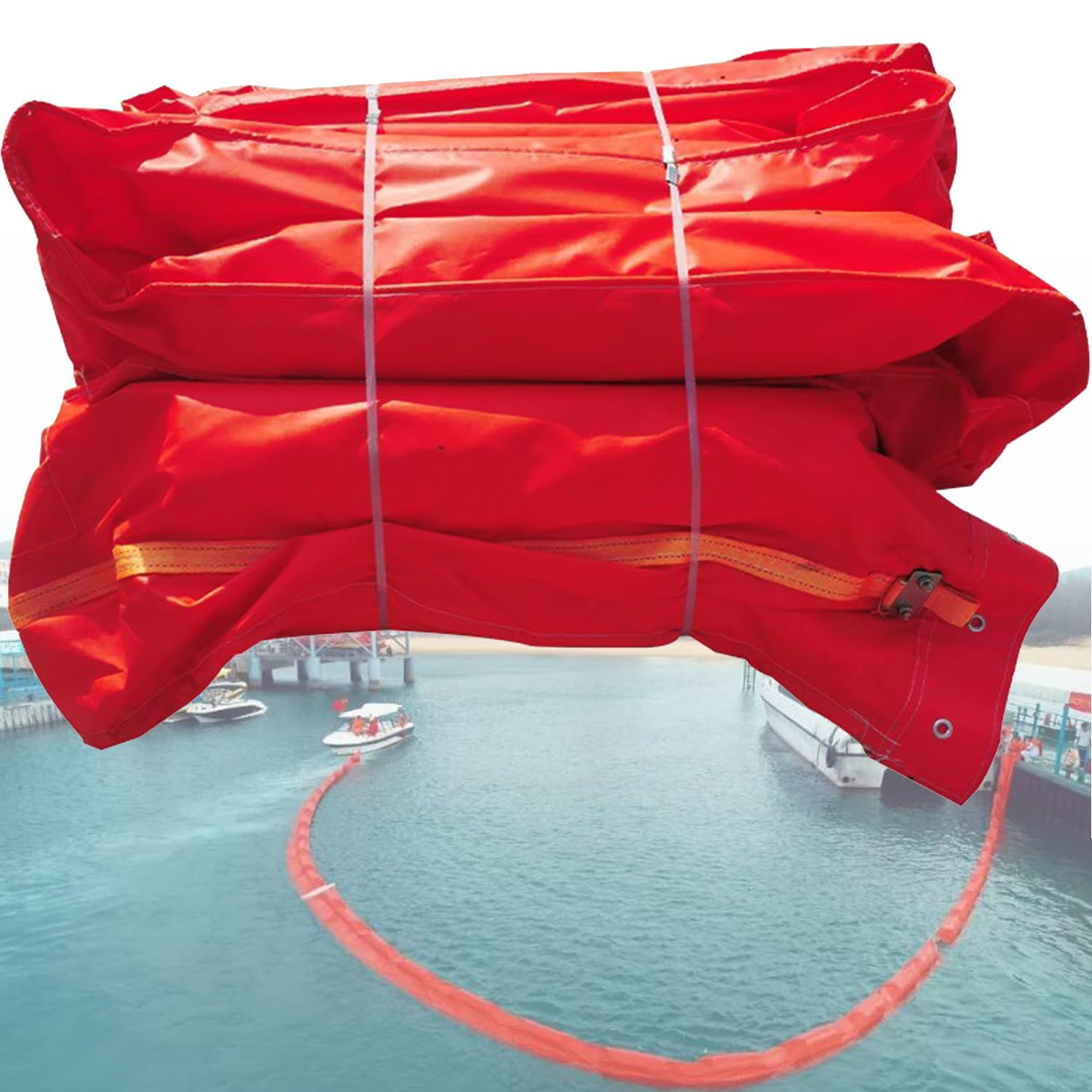 DUANHOZ Interception BarrierPVC Oil Fence,Floating Oil Boom,Inflatable Flood Barrier,10m PVC Oil Boom,Prevent Pollution Reusable,Solid Floating Garba Fences,0.75 * 10M