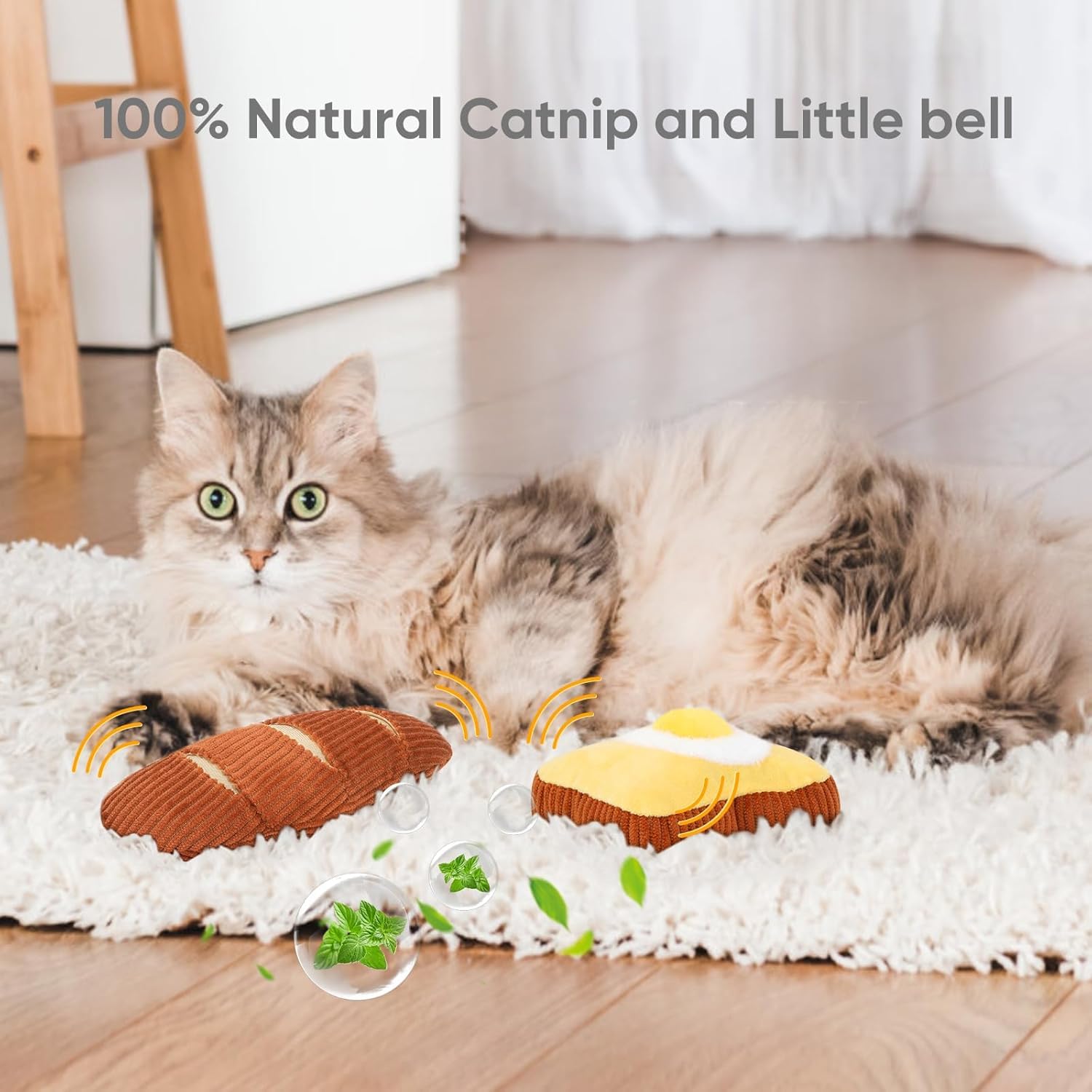 Cat Toys, 2 sztuki zabawek dźwiękowych Catnip Bell Sound Toys Soft and Durable, interactive Cat Kick Chew Bite Toys for Indoor Cats, 2 rozmiary dla wszystkich ras