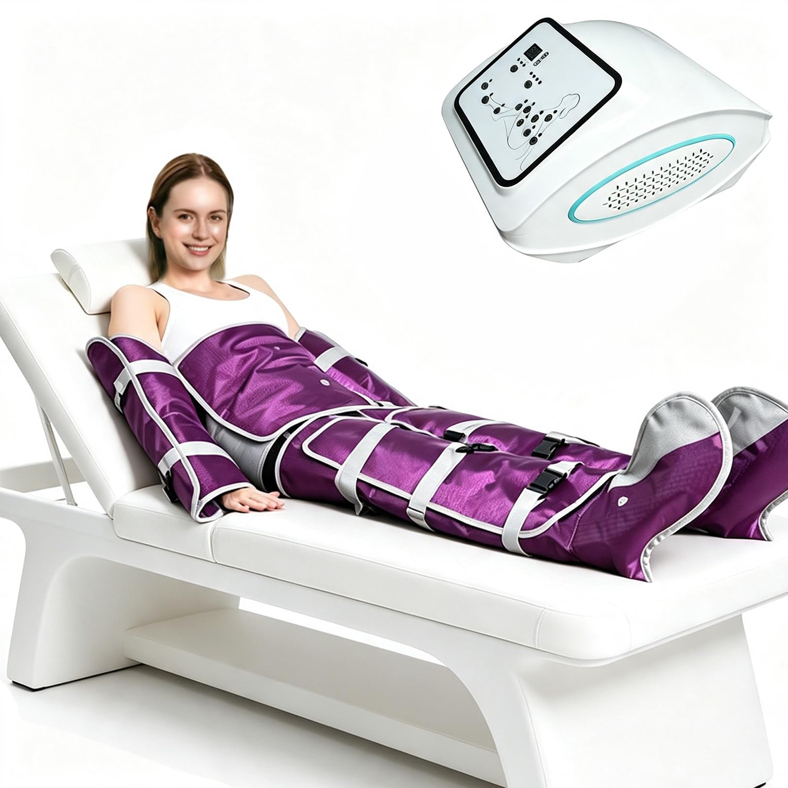 Masażer do Drenażu Limfatycznego 16 Worków | Presoterapia Pneumatyczna, Elektryczna Kompresja, Pielęgnacja przy Lipodemii, Domowe Spa