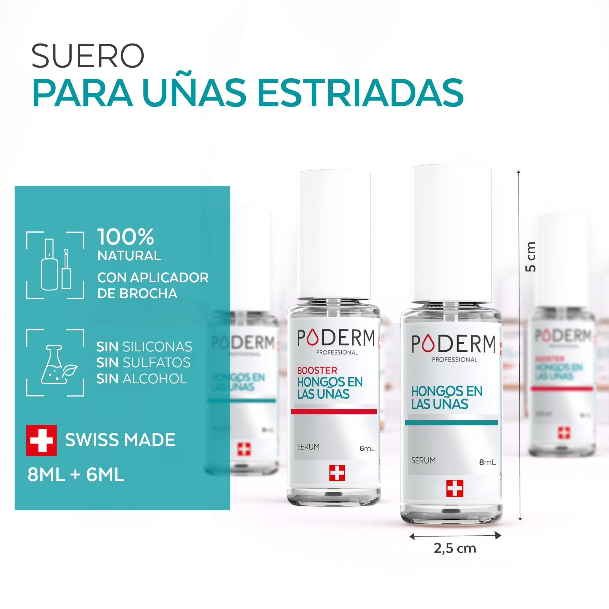 PODERM 2en1 Tratamiento Hongos en las Uñas de los Pies | Pack Duo - Sérum & Booster | Cuidado Potente y Rápido para Uñas Amarillas y Dañadas | 100% Natural - Desarrollado por una Podóloga en Suiza