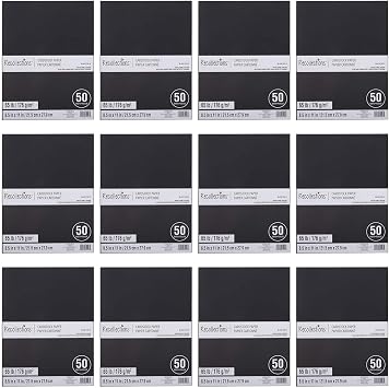 Recollections 600 Sheets Black 8.5" x 11" Cardstock Paper - Acid and Lignin Free Paper for Scrapbooks, Arts & Crafts - Bulk Pack