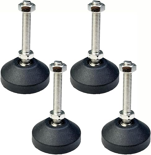 4 patas niveladoras con base de goma antideslizante, patas ajustables para muebles de mesa, silla, banco de trabajo, estante de estantería (rosca