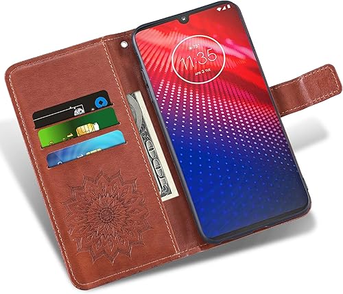 Miniatura 2 de Funda de teléfono para Motorola Moto Z4 PlayMoto Z4 con protector de pantalla de vidrio templado, funda magnética de piel, soporte para tarjetas,