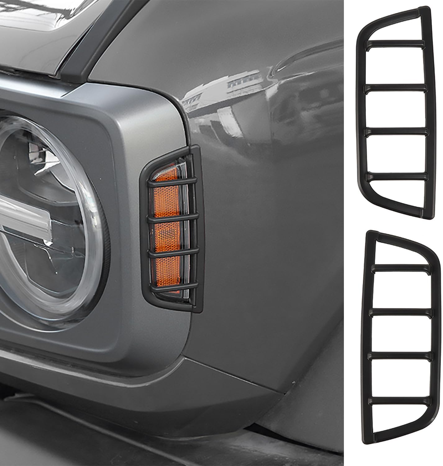 Matte Black Front Fender Side Marker Light Cover Trim for Ford Bronco Accessories 2021 2022 2023 2024 2/4-Door Exterior Front Side Turning Lamp Protector Guard Kit 2-Pack