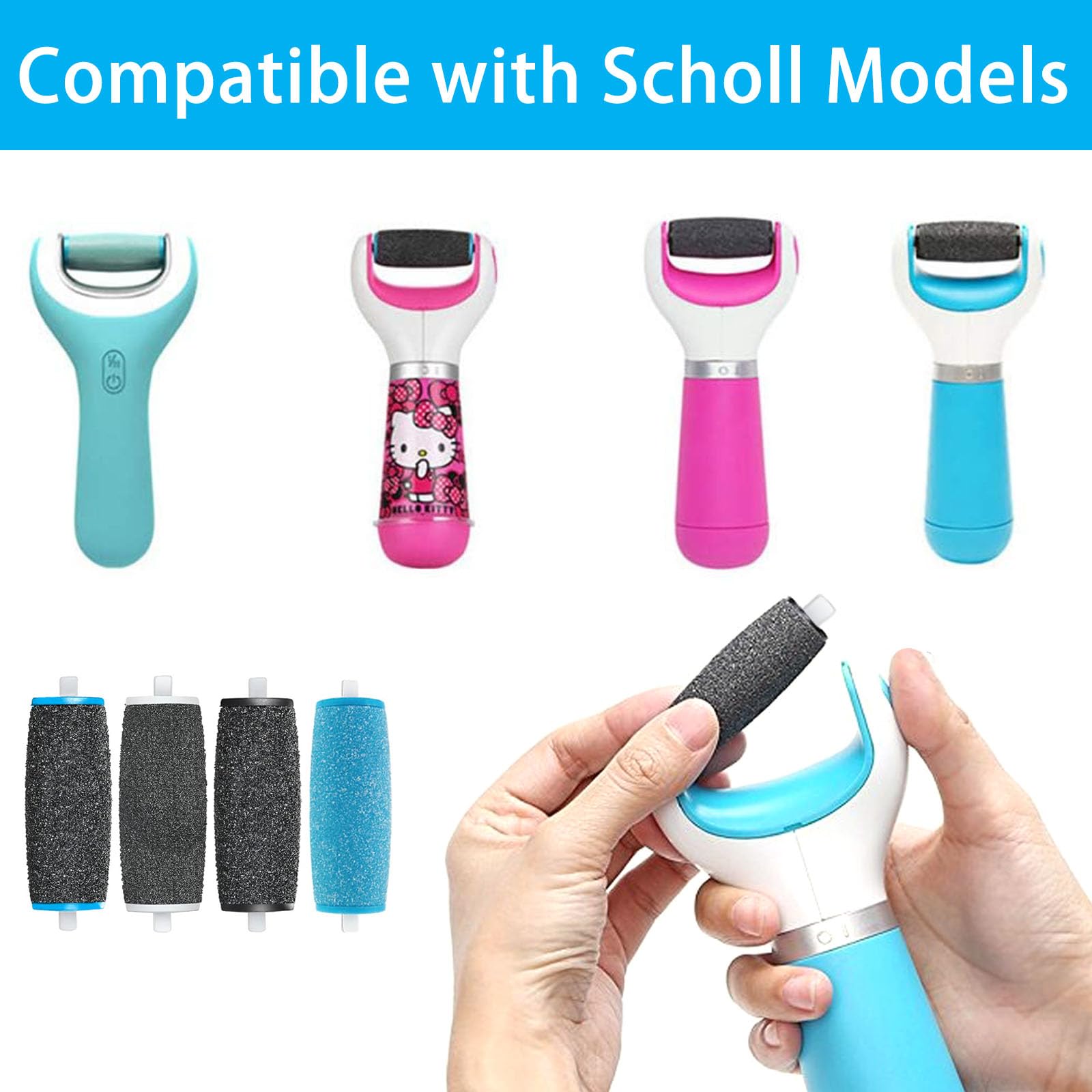 Rullo Ricambio Compatibile con Scholl Velvet Smooth, Roll Ricariche Professionale per Pedicure Elettrico, 3 Tipi di Rugosità, Pietra Pomice per Piedi, Raspa Piedi, Esfoliante, Togli Calli