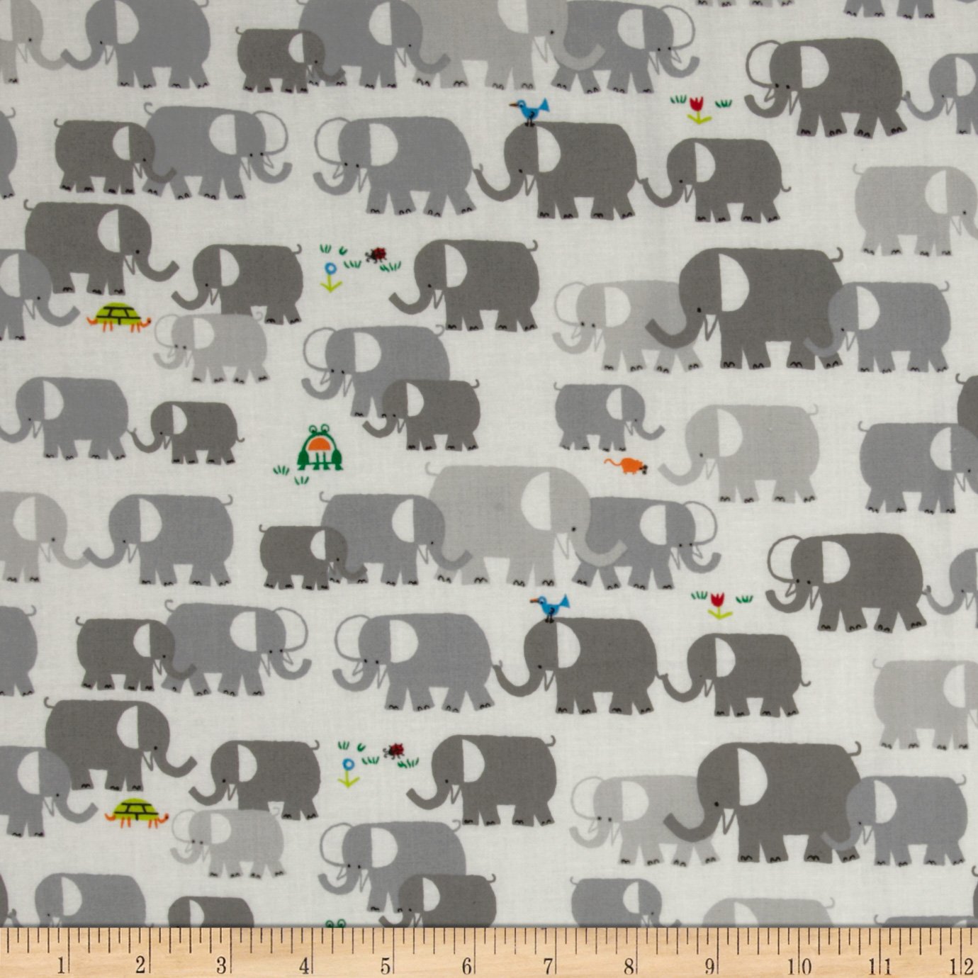 Cloud 9"Happy Drawing Organic Elephants, Grey