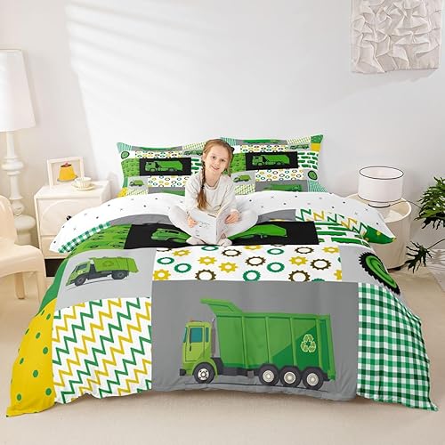 Miniatura 10 de Feelyou Juego de funda de edredón de camión de bomberos, edredón de coche de policía para decoración de habitación de niños, colcha de ambulancia