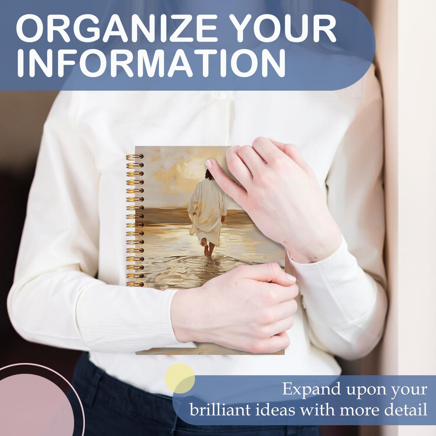 SNNDER Jesus Notebook, Church Notes Notebook, Prayer Journal for Woman, Jesus Hardcover Spiral Notebook 5.5x8.3 Inch - Image 4