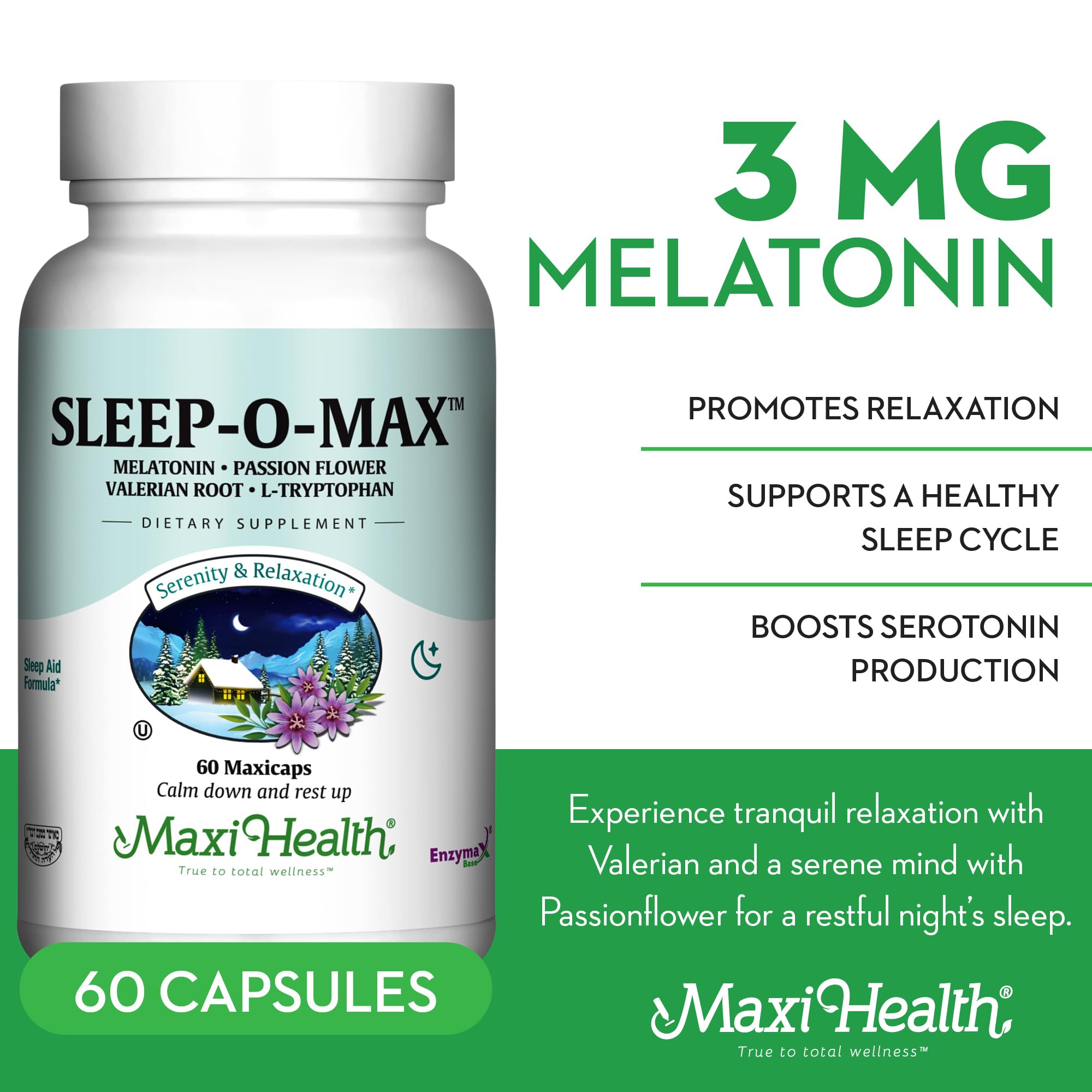 Maxi Health® Sleep Aid with Melatonin 3mg & Valerian Root (60 Capsules) — Amazon image 3