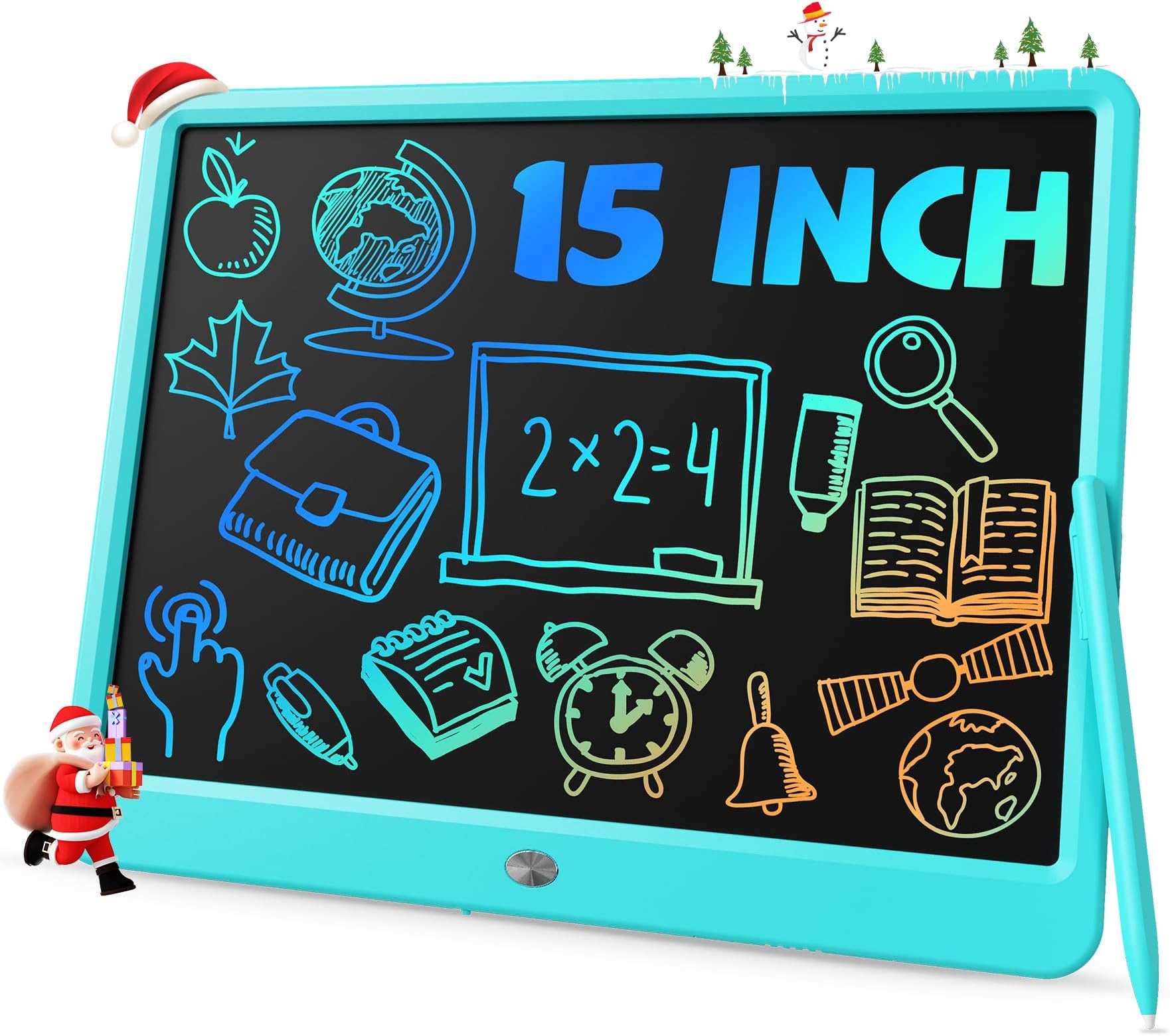 TEKFUN 15" LCD Writing Tablet for Kids, Large Drawing Pad for Boys & Girls, Screen-Free Way to Keep Kids Busy, Reusable Doodle Board for Learning & Travel, Great Christmas Gift Idea(15in Blue)