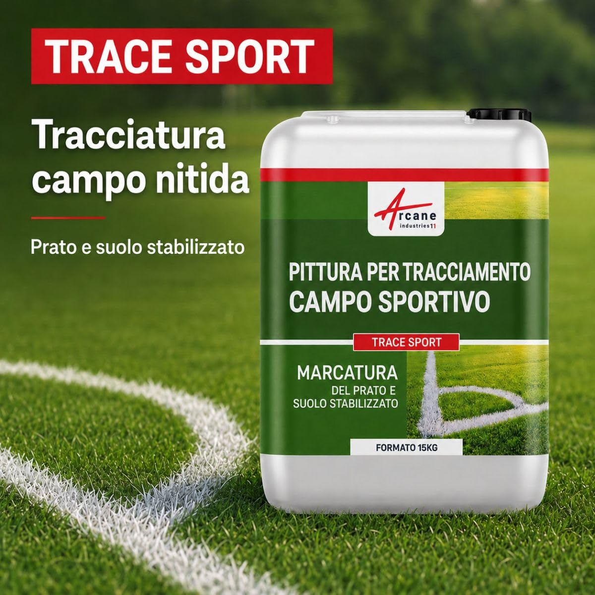 Pittura per campi da calcio - TRACE SPORT - 15 kg Bianco - ARCANE INDUSTRIES