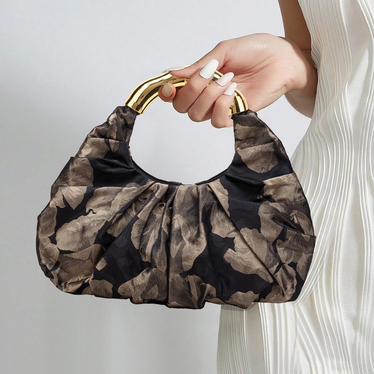 Clutch Purse for Women Soft Pleated PU Evening Clutch Handbags Cloud-Shaped Handle Bag for Wedding Prom Party image 2
