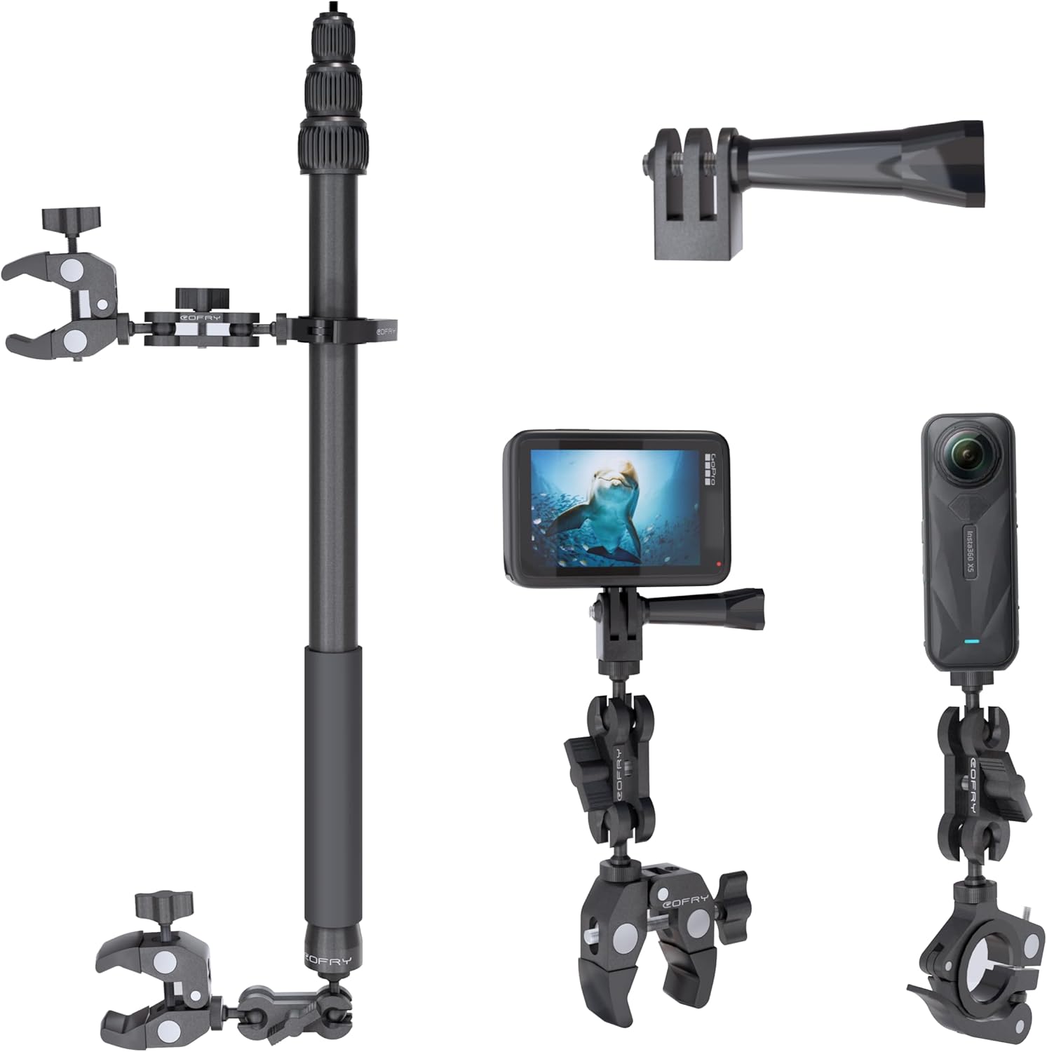 360 Motorcycle Mount Kit, Universal Adjustable Motorcycle Camera Mount for Motorcycle Handle, Compatible with Insta360 X4 X5 Accessories, Bike Mount for GoPro Camera