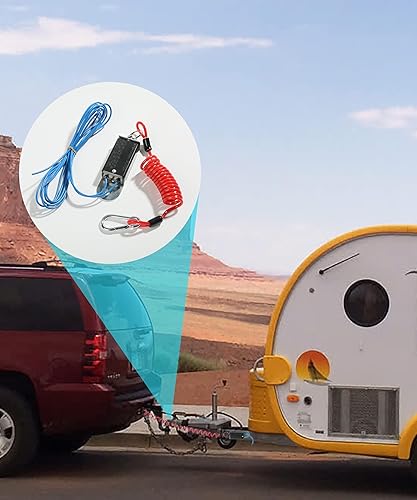 Miniatura 6 de Zlirfy Interruptor de ruptura para remolque, kit de ruptura de remolque, cable de ruptura para frenos de remolque, cable en espiral de 4 pies con